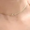 Gold Plated Crystal Name With Cuban Chain Personalized Fine Jewelry Diamond Charm Choker Necklace Nameplate Customize