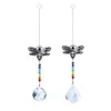 Décorations de jardin Métal Bee Crystal Suncatcher Pendentif Perles colorées Suspendus Goutte pour fenêtre intérieure extérieure Lustre de mariage D265W