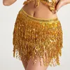 Kjolar paljetter Tassel Dancewear Belly Dance Accessories kjolar Performance Mini kjol Justerbara midjekedjebälten för kvinnliga kläder 231121