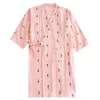 Женская одежда для сонной одежды хлопковая креповая пижама женская летние одежды тонкая мультипликационная морковь 4-цветовая японская ванна с кимоно