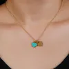 18-каратное позолоченное роскошное дизайнерское ожерелье с подвеской в виде сердца с надписью для женщины, титановая сталь, синий, розовый, зеленый, элегантные ювелирные изделия, высококачественный рождественский подарок