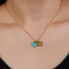 Plaqué or 18 carats Designer de luxe Love Heart Pendentif Collier Lettre Femme Titane Acier bleu rose vert Bijoux élégants Cadeau de Noël de haute qualité