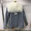 Femmes fourrure fausse Parka femmes hiver Denim veste chaud épais laine manteau mode agneau col grande taille personnalisé