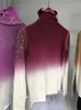 Pulls pour femmes Blingbling dégradé violet forage femmes stretch maigre tricoté tops basiques automne hiver pulls à col haut