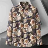 Camisas casuais masculinas mferlier alta qualidade outono inverno camisa masculina manga longa plus size 10xl 12xl 14xl floral confortável 70