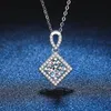 Pendant Necklaces Trendy 925 Silver 1ct D Color Moissanite Geometric Square Necklace For Women Plated White Gold Lab Diamond Pass TesterPend