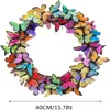 Decorative Flowers Butterfly Wreath Spring Summer Front Door Hanging Decoration Artificial Multicolored Fluttering In The Wind Garland