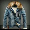 Giacche da uomo Giacca invernale in denim da uomo con collo in pelliccia Jeans e cappotto in pile retrò strappati per l'autunno S6XL 231121