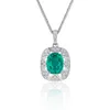 Lokkei White Gold Sterling Sier Oval Cut Green Emerald Gem Moissanite Stone Pendant Necklace