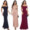 Off-shoulder Spandex Floor-length Bridesmaid Dress Split Front Mermaid Bridesmaids' & Formal Dresses