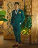 Tuxedos vert pour hommes, ensemble veste et pantalon à Double boutonnage, Blazer d'affaires à revers à pointe pour marié de mariage, 2 pièces