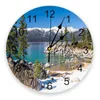 Wall Clocks Blue Lake Pine Trees Forest PVC Clock Living Room Bedroom Digital Home Decore Modern Design