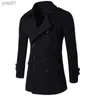 Mélanges de laine masculine Hot 2021 Automne Hiver épaississez la mode coréenne Slim Long Trench Coat Mens Couleur solide Double-poit