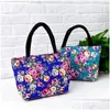 Sacs de rangement Floral ethnique unique sac à main Shoder toile fleur réutilisable magasin portable femmes sac fourre-tout avec fermeture à glissière haute capacité 4MH D DHFIQ