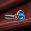 Orecchini pendenti Moda Blue Angel Lacrima di cristallo per le donne Argento di lusso Colore Orecchino a goccia Gioielli Aretes De Mujer Modernos 2023