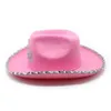 Feesthoeden Vier Seizoenen Cowboy Cowgirl Caps Polyester 57 58 cm Roze Decoratieve Pailletten Kroonlijst Mode Meisje NZ0113 231122