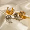 Brincos de argola uworld na moda 18k aço inoxidável banhado a ouro textura larga manchar livre temperamento charme jóias aretes de mujer
