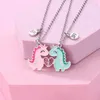 Pendentif Colliers Lovecryst 2pcs / Set Amitié Chaîne en alliage plaqué or Collier de coeur de dinosaure mignon pour les filles BFF Bijoux Cadeau