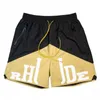 Designer Clothing Rhude Shorts American High Street Trendy Letter Dual Color Patchwork Drawstring Five Point Beach Pants Couples Joggers Sportswear