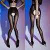 S M L PLUS STORLEK Olje Glänsande tights 15D Ultra Thin Transparent Silky Smooth Strumpor Women Sexig öppen gren Hög midja Strumpbyxor