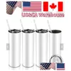 Tumblers CA USA Warehouse 20oz sublimering Rostfritt stål Dubbelvägg insatt kaffemugg Vit rakt tomt lager Drop Delivery H DHQBB