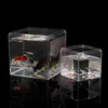 Aquariums Betta Fish Tank Gold Transparent matklass Plastisolering Square Box With Lid Aquarium Accessories2575