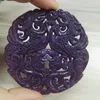 Pendant Necklaces Charms Classic Asia Ancient Carving Art Pattern Purple Semi Precious Stone For Necklace DIY Jewelry