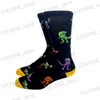 Meias masculinas 1 par meias longas personalizadas com padrão geométrico animal meias para casais para homens e mulheres Harajuku Happy Funny Cotton Socks T231122