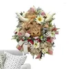 Fleurs décoratives Highland vache couronne en bois bienvenue ferme tête porte arcs feuilles printemps décoration florale mur avant fenêtre