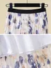 Spódnice tigena estetyczna plisowana spódnica midi dla kobiet 2023 Wiosna letnie kwiecista druk w kwiecistej talii samica średniej długości