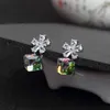 Boucles d'oreilles IDESTINY fleur en forme de pierre CZ et Cube cristal autrichien pour femmes mode boucles d'oreilles Bijoux Bijoux cadeau
