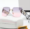 Óculos de sol de luxo 2023, carta de designer, óculos de proteção masculino, óculos de sol para mulheres, sem aro, óculos de sol de metal vintage com caixa