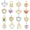 Pendant Necklaces Hollow Heart Wing Copper Zircon DIY Jewelry Wholesale Lock Pink Love Half CZ Charms Necklace Making