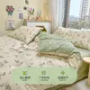 Bedding sets 100% Cotton Fresh Floral Green Duvet Cover Set With Flowers Skin Friendly Breathable 1 2 Pillowcase 230422