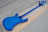 Guitare basse personnalisée Rick 4003 à 4 cordes, deux sorties, basse électrique, bleu Transparent, accessoires importés de corée du sud