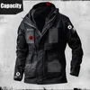 Giacche da uomo Giacca tattica M65 Esercito maschile Lunghezza media Tasca grande Impermeabile Cappotto mimetico con cappuccio resistente all'usura Campo da allenamento