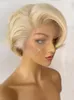 Blond koronkowe peruki czołowe dziewicze ludzkie włosy rozstanie dla kobiet