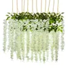 Decorative Flowers 12 Pack (43.2 FT) Artificial Wisteria Vine Fake Hanging Garland Silk Long Bush String Home Party Wed