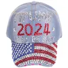 Diamante listrado American Flag Baseball Cap 2024 Trump jeans Sun Hat Letter Caps atingidos