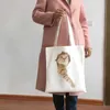 Einkaufstaschen Niedliche Katze Print Handtasche Mode Tiermuster Eine Schulter Einkaufstasche Casual Art Handheld Segeltasche