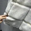 Women's Fur Coat Hooded Jacket Splicing Craft Casual Fashion 2024 Winter 1109