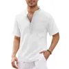 Mens Tshirts shortsleeved tshirt bomull och linne vneck casual skjorta manliga andningsbara toppar s5xl 230421