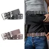 Belts Double Grommet Belt With 2 Holes Prong Buckle Punk Adjustable Gothic Waistband For Club Jeans Cosplay Party Men