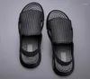 Sandalen Herren Sommermode Kissen Freizeitschuhe Bequeme Straße Coole weiche Sohle Strand Schwarz Strick