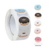 Presentförpackningskakor Skylt Bakningsmönster för tårtbrödpaket Box Packing Donut Stickers Roll Sticker SEAL Etiketter