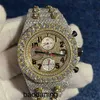 Stones Moissanite AP 2023 Watches Version Gold Silver Pass Test Mens VVS Diamonds Topquality Automatisk ETA Movement Luxury Full Iced Out 2-Tone Chronograph Watch Cy