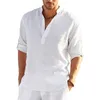 Mens Tshirts Linen långärmad t fast färg Löst casual överdimensionerad t Bomull Plus Size S Men 230421