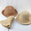 Berets 1PC Outdoor Hawaii Słomowy kapelusz okrągły blok słoneczny szerokie grzbiet UV Ochrona Summer Sunhat Beach (Khaki)