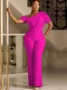 Jumpsuits voor dames rompers dames jumpsuits onregelmatig mouw uit schouderruffels hoge taille slanke elegant kantoor dames zomerfeest elegant 230422