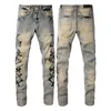 Mode Hommes Jeans Cool Style Luxe Designer Denim Pantalon En Détresse Ripped Biker Noir Bleu Jean Slim Fit Moto